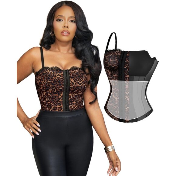 Women First Leopard Shape wear Lace Corset Bustier Top with Buckle Summer - Picture 1 of 6